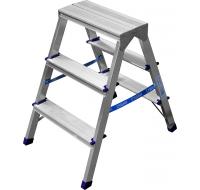 Лестница-стремянка двухсторонняя алюминиевая, 3 ступени