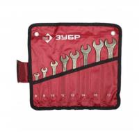 Набор ключей комбинированных, Cr-V сталь, зеленый цинк, 8пр. (6-17мм)