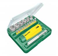 Отвертка реверсивная, адаптер-удлинитель, сменные биты, 18 пр