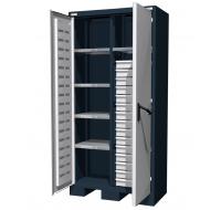 Шкаф инструмент. "Титан" с 5ящ. и 8 полками, 950х500х1950 мм,темно-серый/белый хром