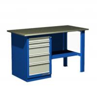 Верстак 1-тумб., тумба с 5 ящиками Roller, стол.оцинк.-синий